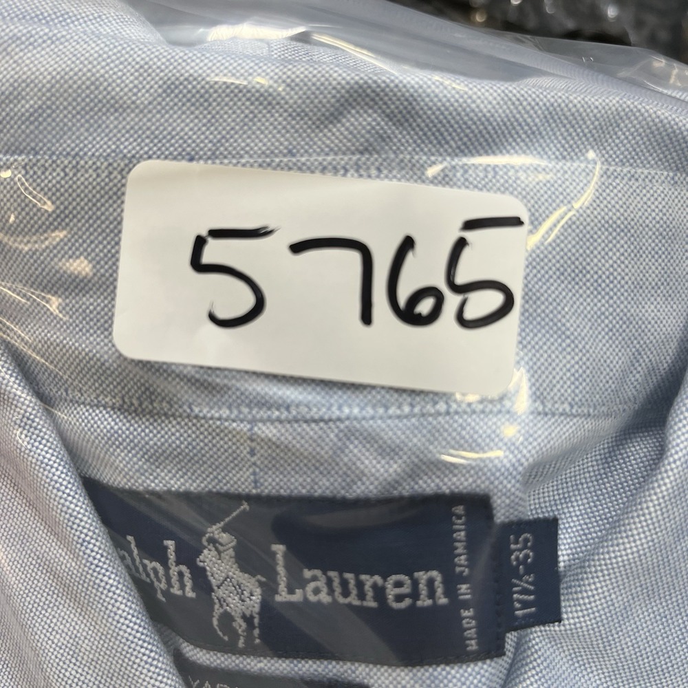 Ralph Lauren Mens 17 1/2-35 Yarmouth Button Down Shirt Blue Oxford Pony Logo - Picture 7 of 7